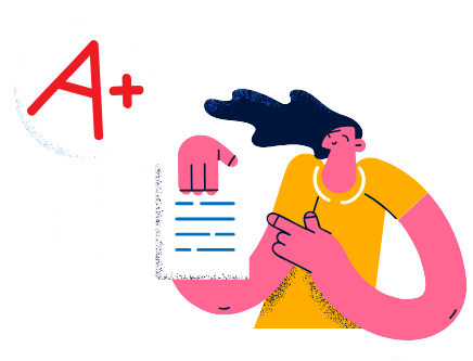 Ilustração de estudante com nota alta