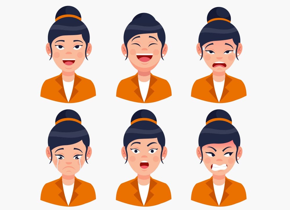 imagem com expressões faciais de diferentes emoções humanas