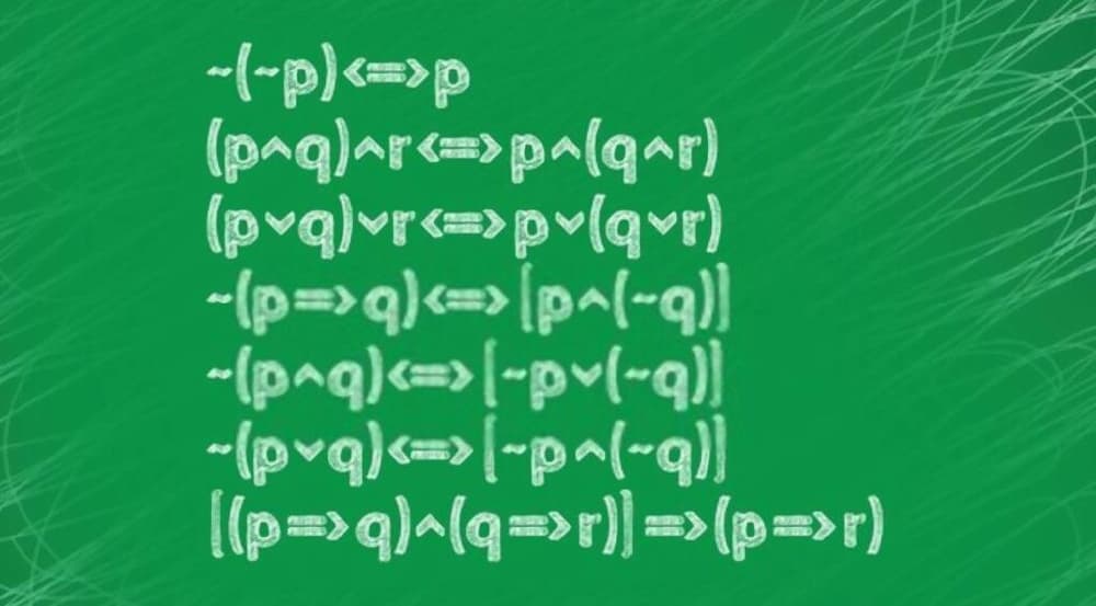A imagem ilustra o universo da lógica proposicional: uma variedade de proposições (P e Q) interligadas através de diversos conectivos lógicos, demonstrando as possíveis combinações e relações entre elas.